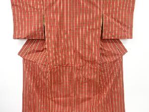 アンティーク　格子織り出し手織り紬着物